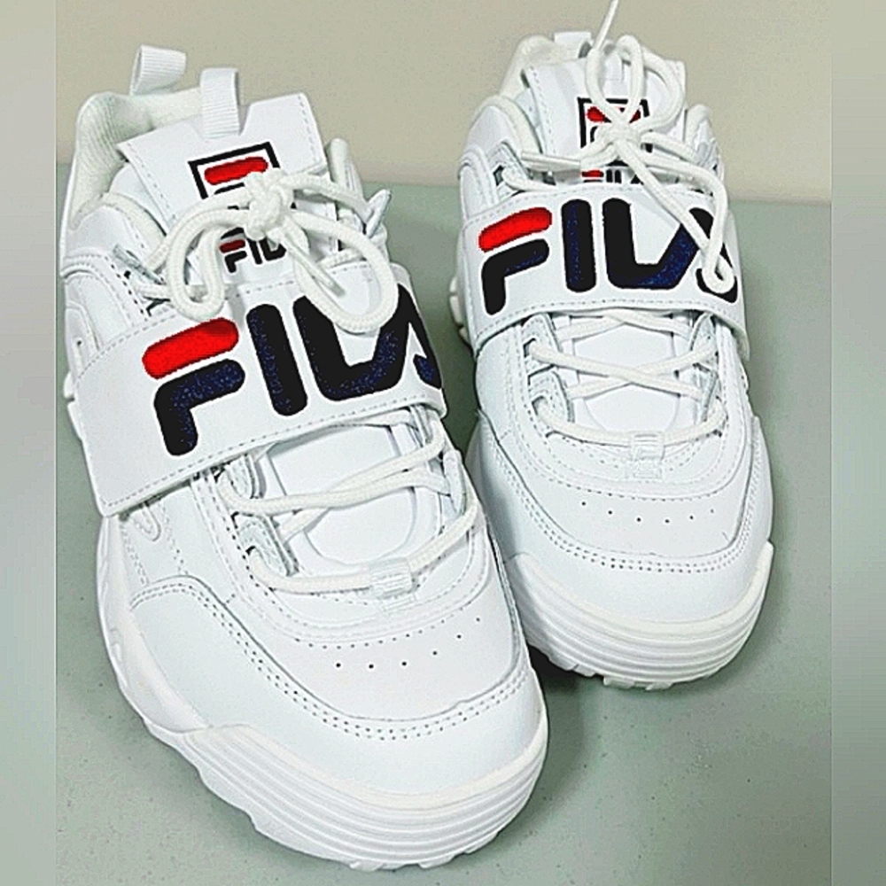 Fila Disruptor II Applique Velcro Chunky Platform Sneakers Shoes Size 9 like new